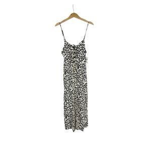 Willow & Root Leopard Cropped Jumpsuit Tie Back Open Back Womens Large New